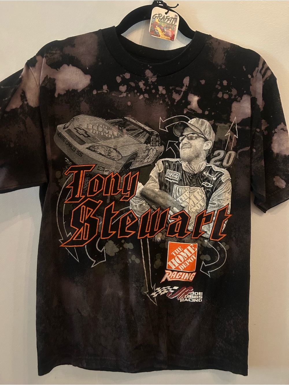 Tony Stewart Black Tie-Dye Graphic Racing T-Shirt